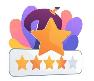 Five star grading. Evaluation, rating, estimating. Excellent review, customer satisfaction with service, highest score. Client feedback. Vector isolated concept metaphor illustration